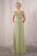 Bridesmaid dress in pale green chiffon size 12